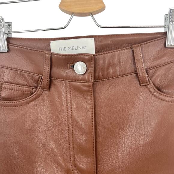 Aritzia Wilfred The Melina Pants Cropped Vegan Leather Cognac Brown Size 00 - Picture 5 of 13